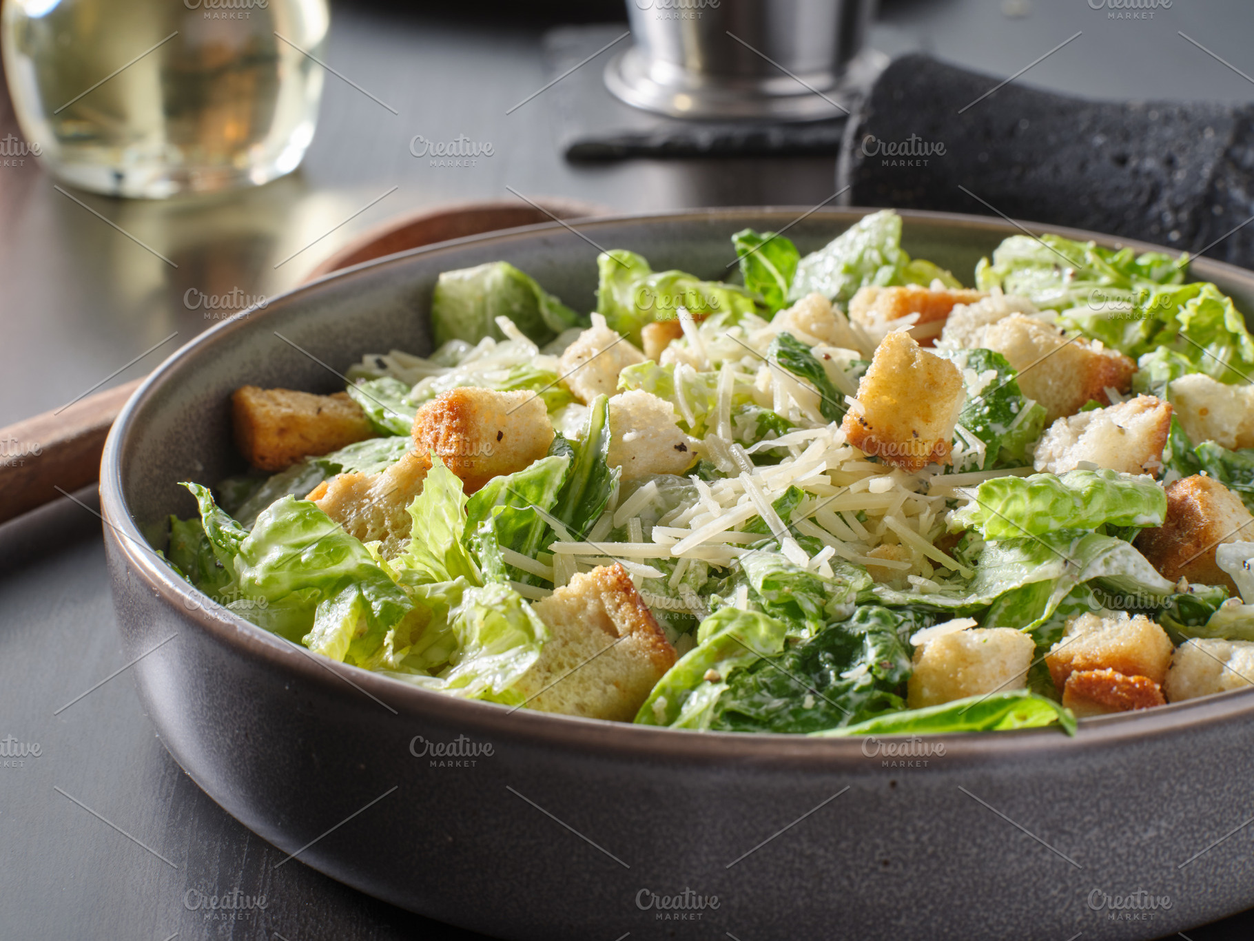 fresh caesar salad with croutons, a Food & Drink Photo by RezArt