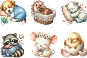 Sleeping Baby Animals, Neutral Baby, an Illustration by Designking (Thumbnail 2 of 4)