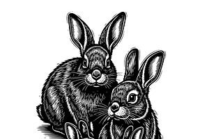 Vector of a rabbit family sitting., an Animal Illustration by yod67