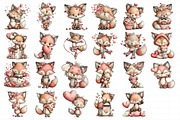 Quirky Funny Valentine Fox Clipart, an Illustration by Daily.Designs (Thumbnail 4 of 5)