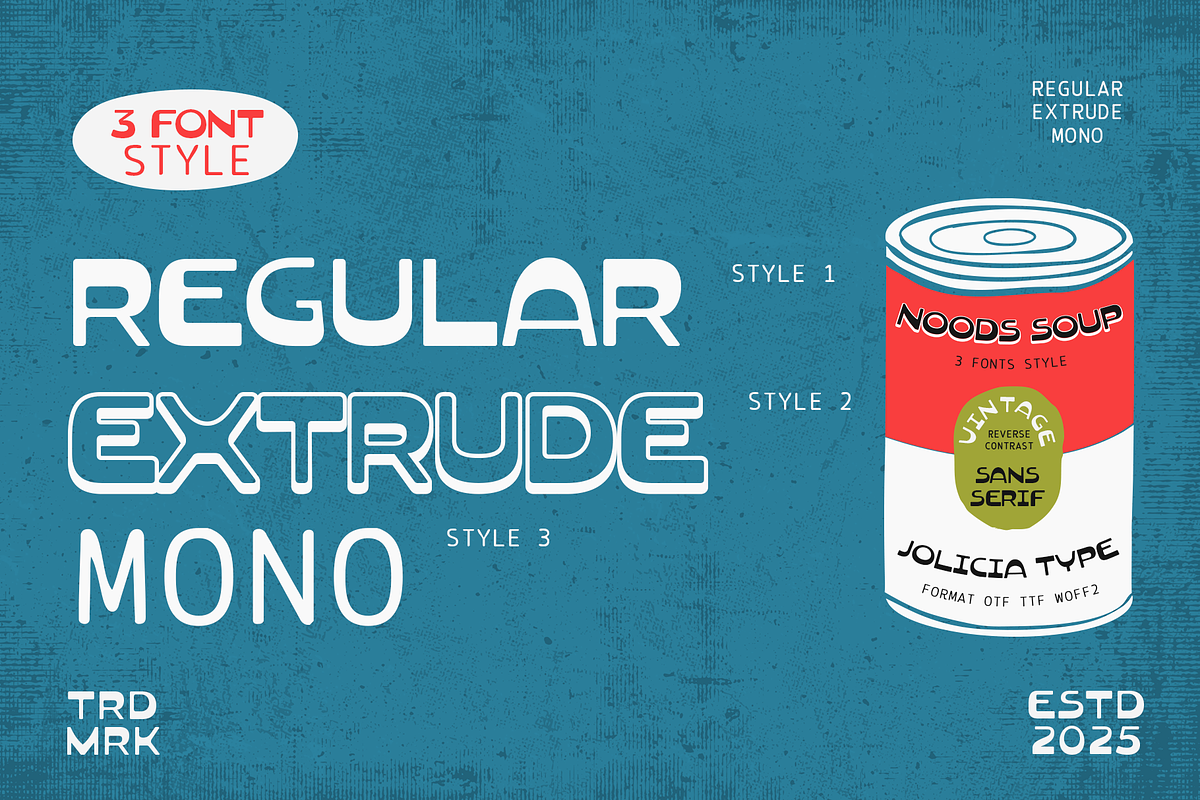 Noods Soup | Retro Vintage Typeface, a Sans Serif Font by Jolicia Type (Photo 2 of 14)