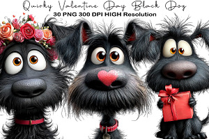 Quirky Valentine Day Black Dog, an Illustration by Black Bird Studio