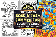 Bold Easy Summer Fun Coloring Page, a Seasonal Illustration by Craftsbeefy (Thumbnail 1 of 4)