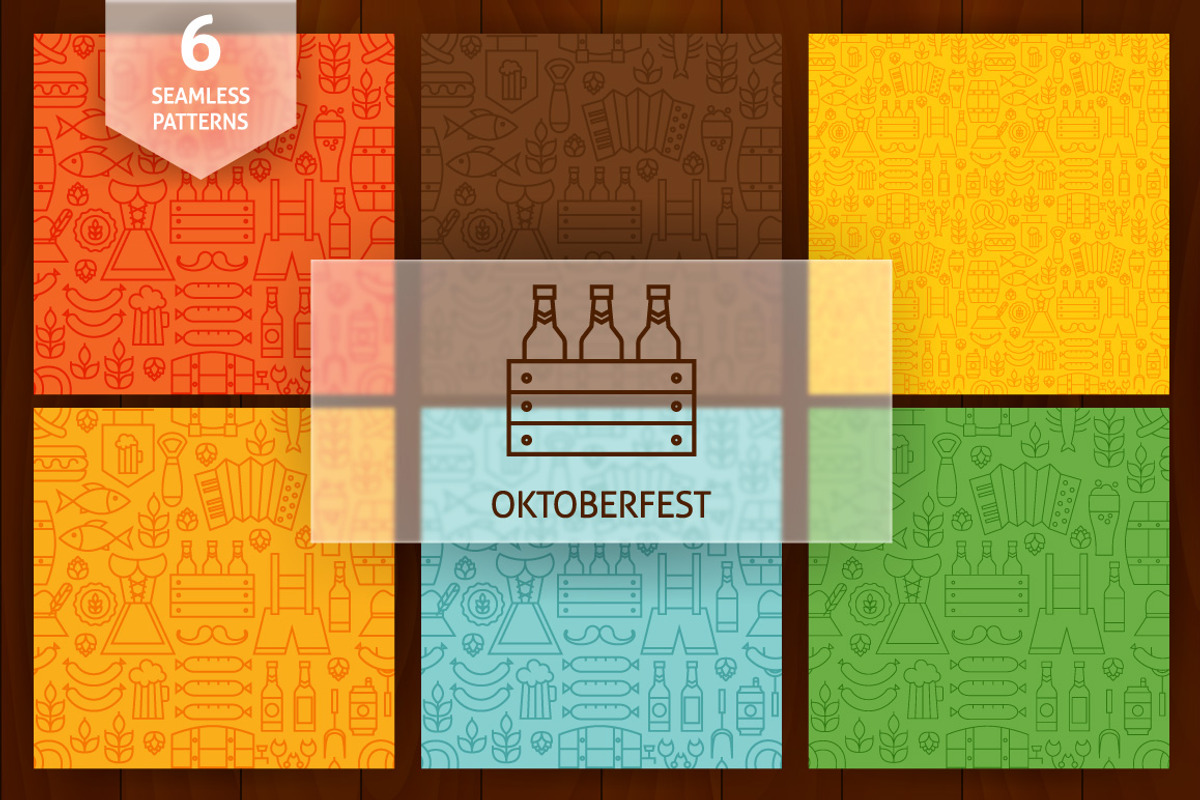 Oktoberfest Beer Line Patterns, a Pattern Graphic by Anna_leni (Photo 1 of 7)