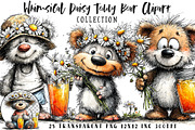 Whimsical Daisy Teddy Bear Clipart, a Seasonal Illustration by OK Design (Thumbnail 1 of 6)