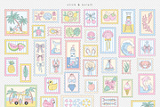 Summer Postage Stamp Clipart set, a Seasonal Illustration by @olga.angelloz (Thumbnail 2 of 2)