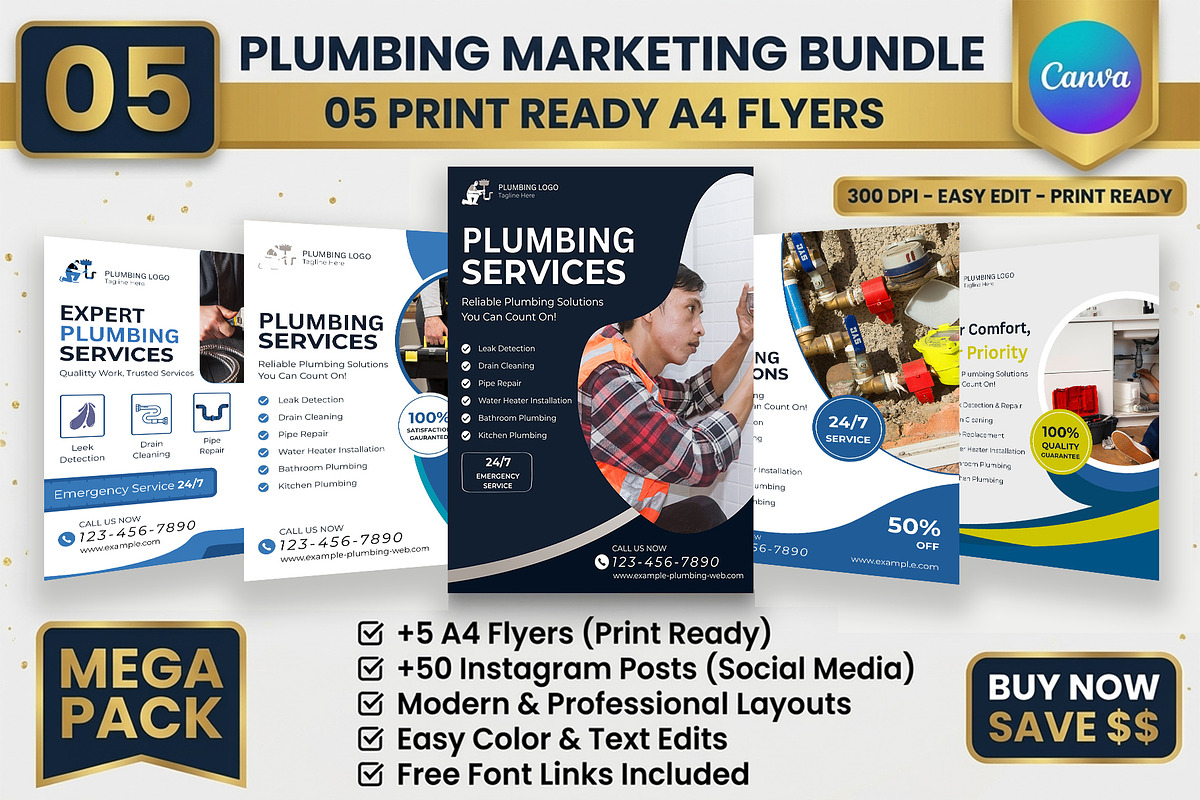 Plumbing - Handyman - Canva - Posts, a Flyer Template by Mohammad Sarfaraz (Photo 2 of 4)