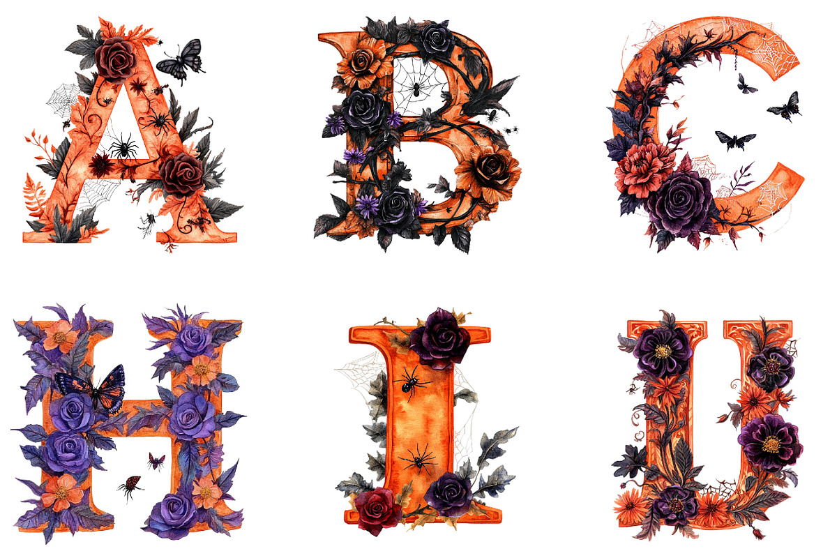 Halloween Alphabet Burnt Pumpkin, a Seasonal Illustration by Designking (Photo 2 of 4)
