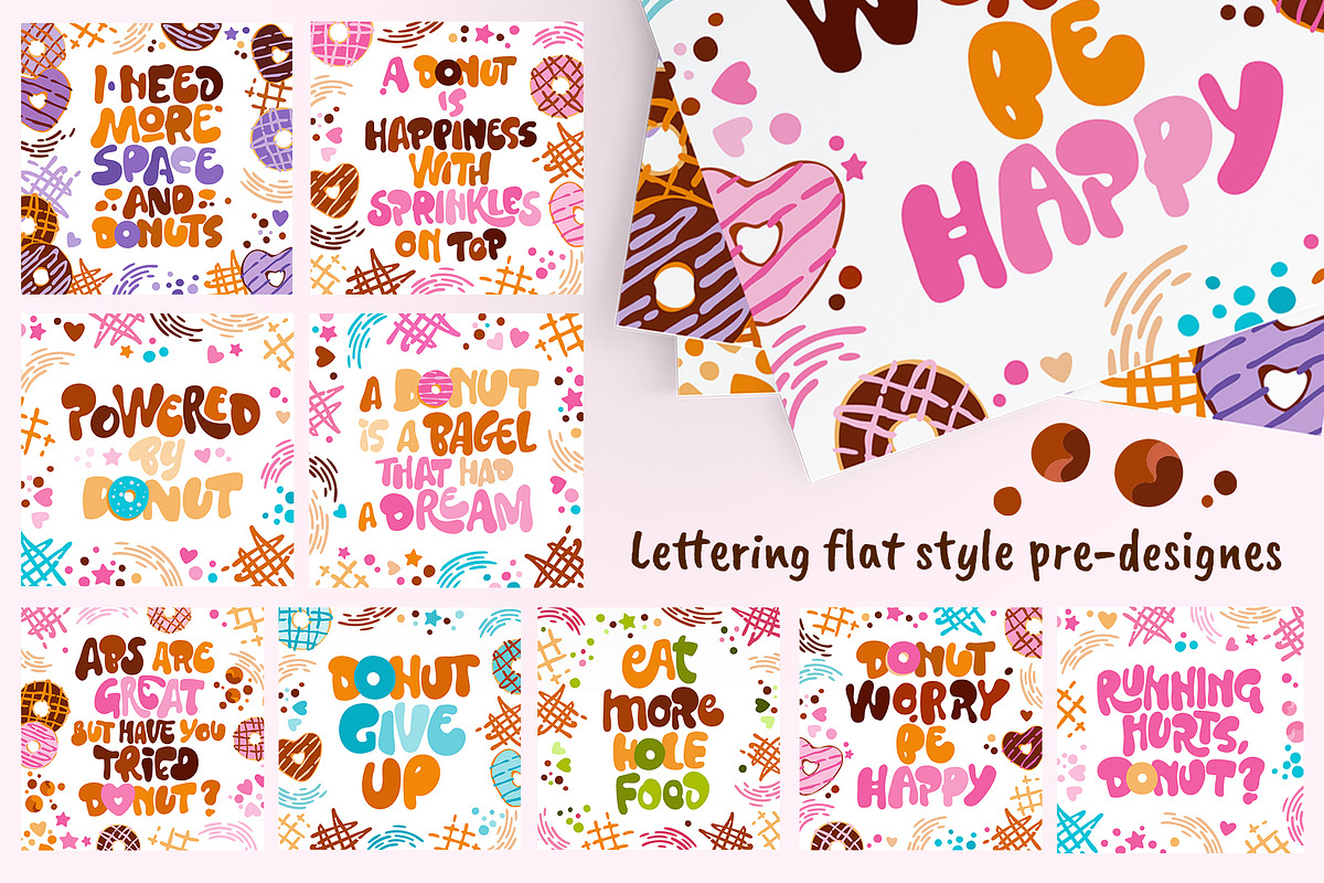 Handdrawn Donut lettering set, an Illustration by Letterscraft