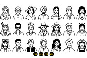 Diverse Character Line Art Set, an Illustration by designvectx (Thumbnail 3 of 3)