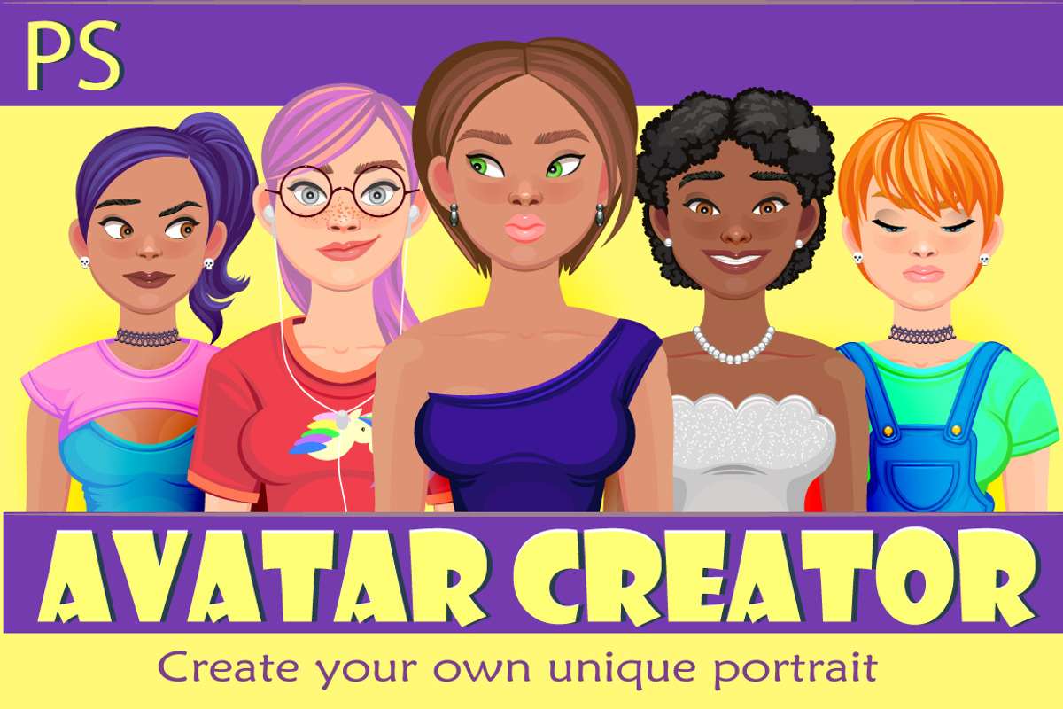 Girl avatar creator (PS), a Person Illustration by Mandarinkas art (Photo 1 of 9)
