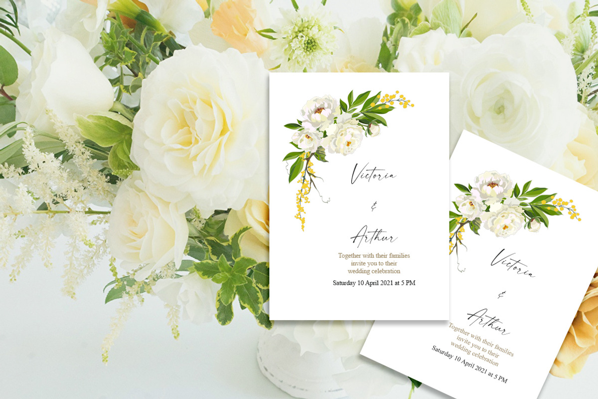 White peonies, a Decorative Illustration by Vasmila (Photo 2 of 9)