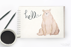 Watercolor Bear Digital Graphics