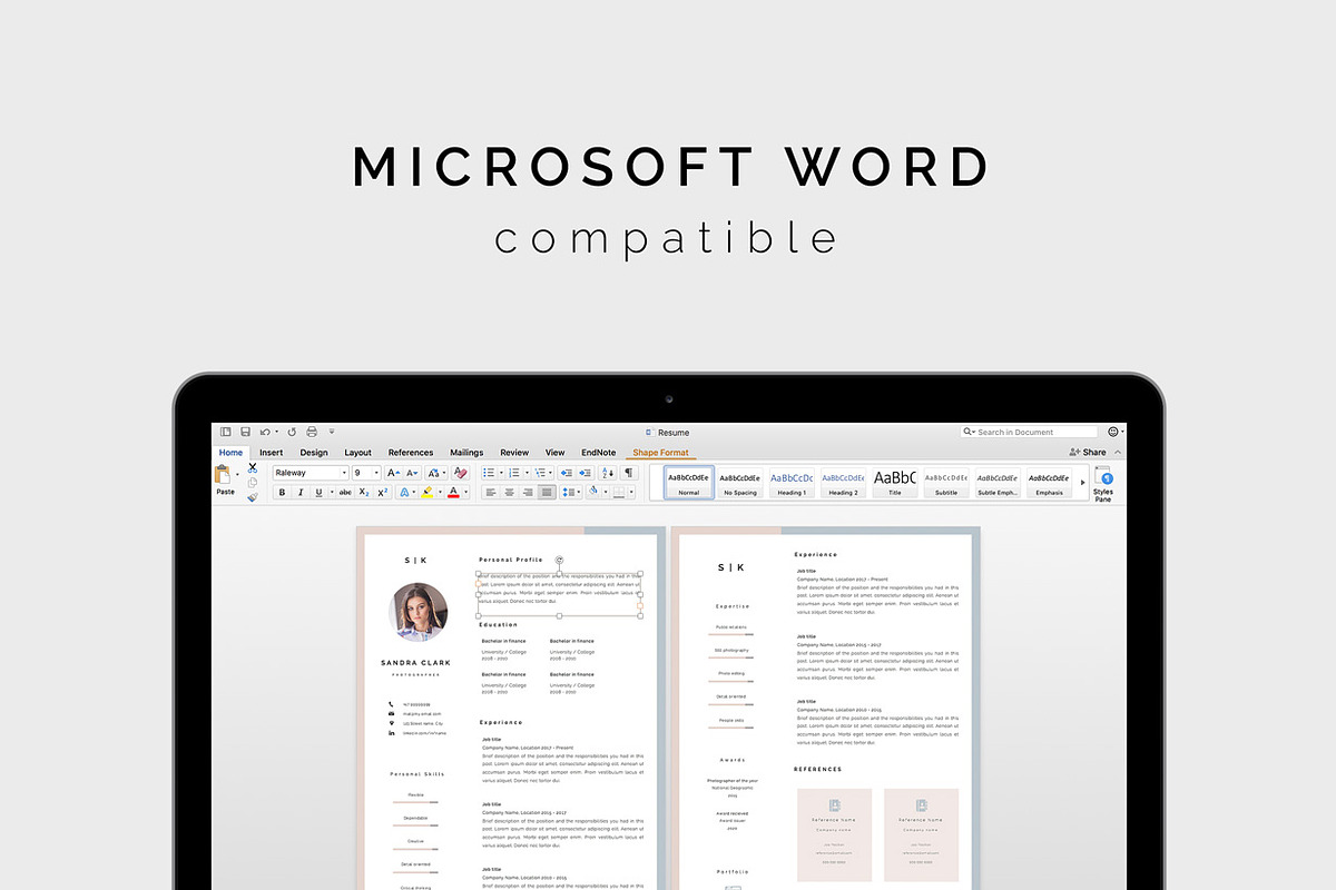 Resume template with picture, a Resume Template by Nordic Designs (Photo 3 of 4)