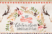 Watercolour Tribe&Flower DIY+Bonus, a Decorative Illustration by Graphic Box (Thumbnail 1 of 5)