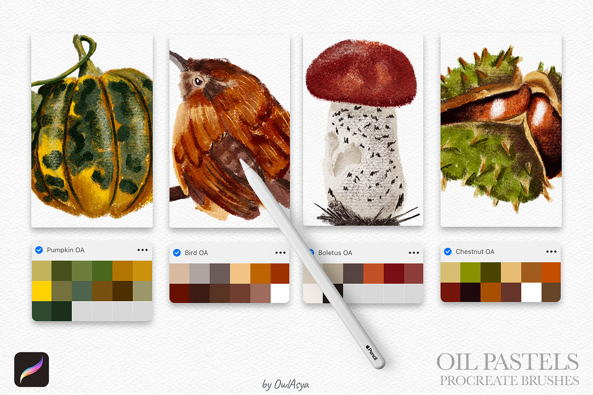 Oil Pastels Procreate Brushes, a Brush Add-On by owlasya (Photo 8 of 8)