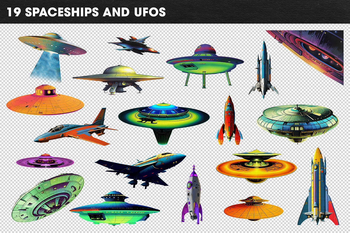 Retro Sci-Fi Collage Creator Kit, an Object Graphic by Nibera (Photo 6 of 11)