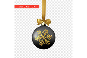 Xmas balls black and gold color., an Object Graphic by Modern vector
