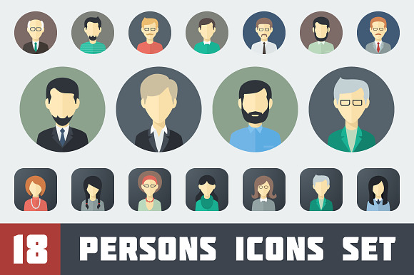 Flat Persons Icons Set 1