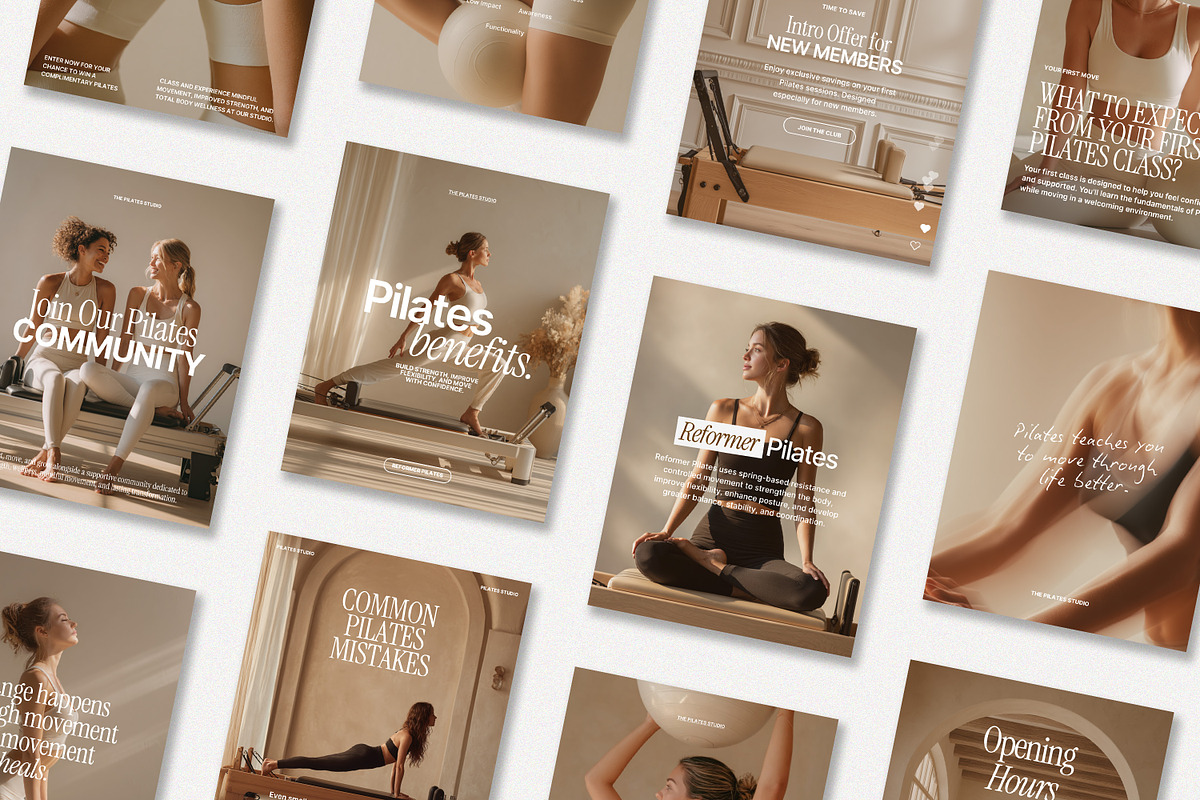 Pilates Instagram Templates, a Social Media Template by Wildnun Studio (Photo 1 of 10)
