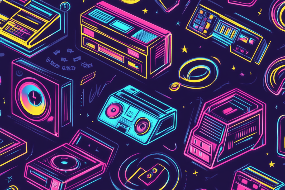 Retro 80s Neon Musical Vibes, a Background Graphic by Printable Treasure (Photo 2 of 6)
