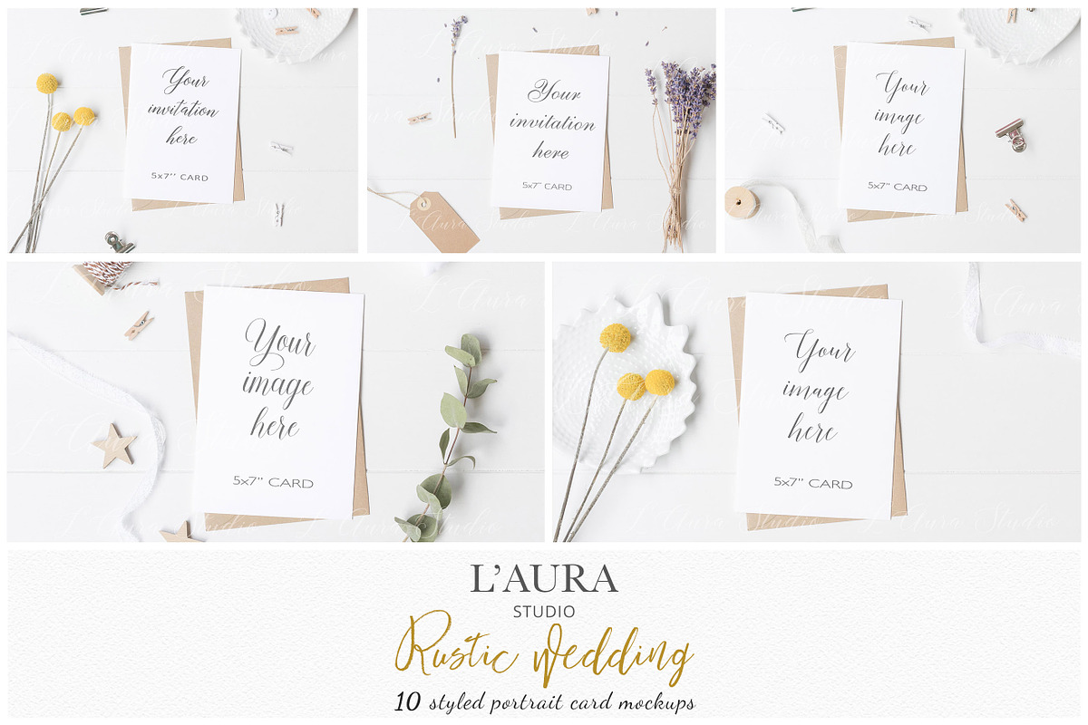Invitation card mockup - psd bundle, a Print Template by L'Aura Studio (Photo 2 of 6)