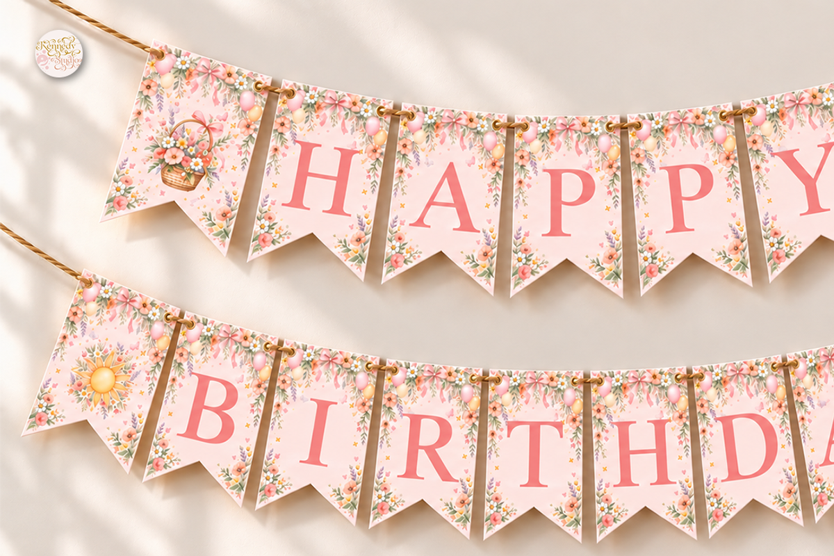 First Birthday Banner Canva Template, a Marketing Template by KennedyStudio (Photo 2 of 10)