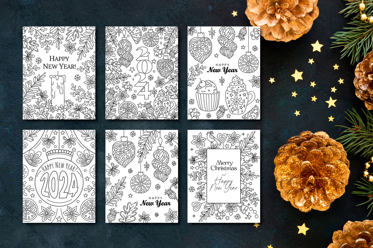 New Year 2024 - Coloring book, a Decorative Illustration by ChristinaDesigns (Photo 4 of 6)