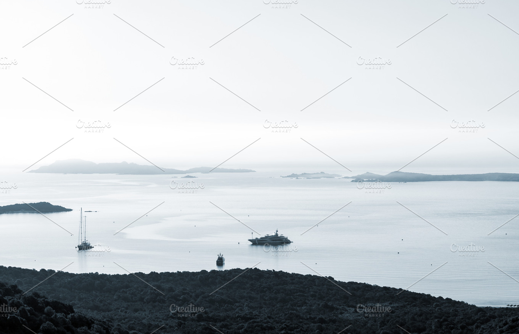 Coastline with yachts in the morning, a Nature Photo by BOOCYS