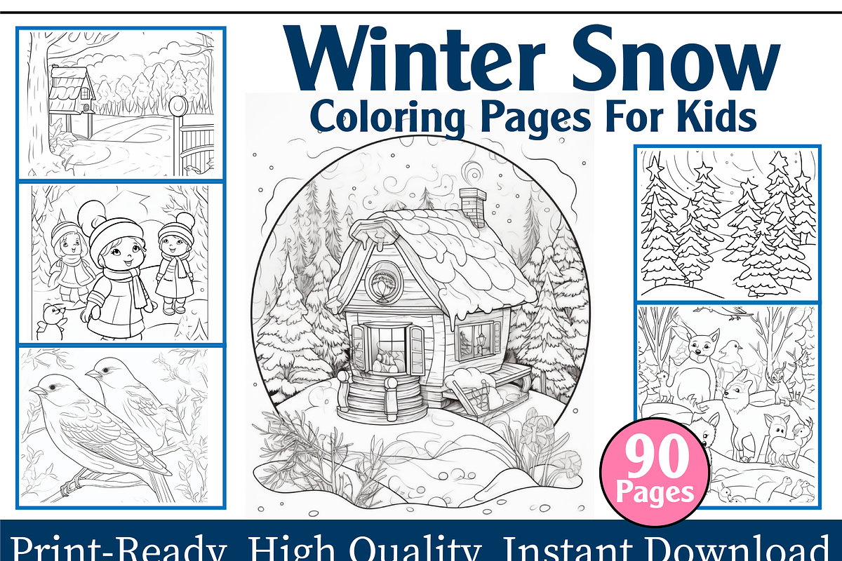 Winter Snow Coloring Pages For Kids, an Animal Illustration by maggiesar (Photo 1 of 4)
