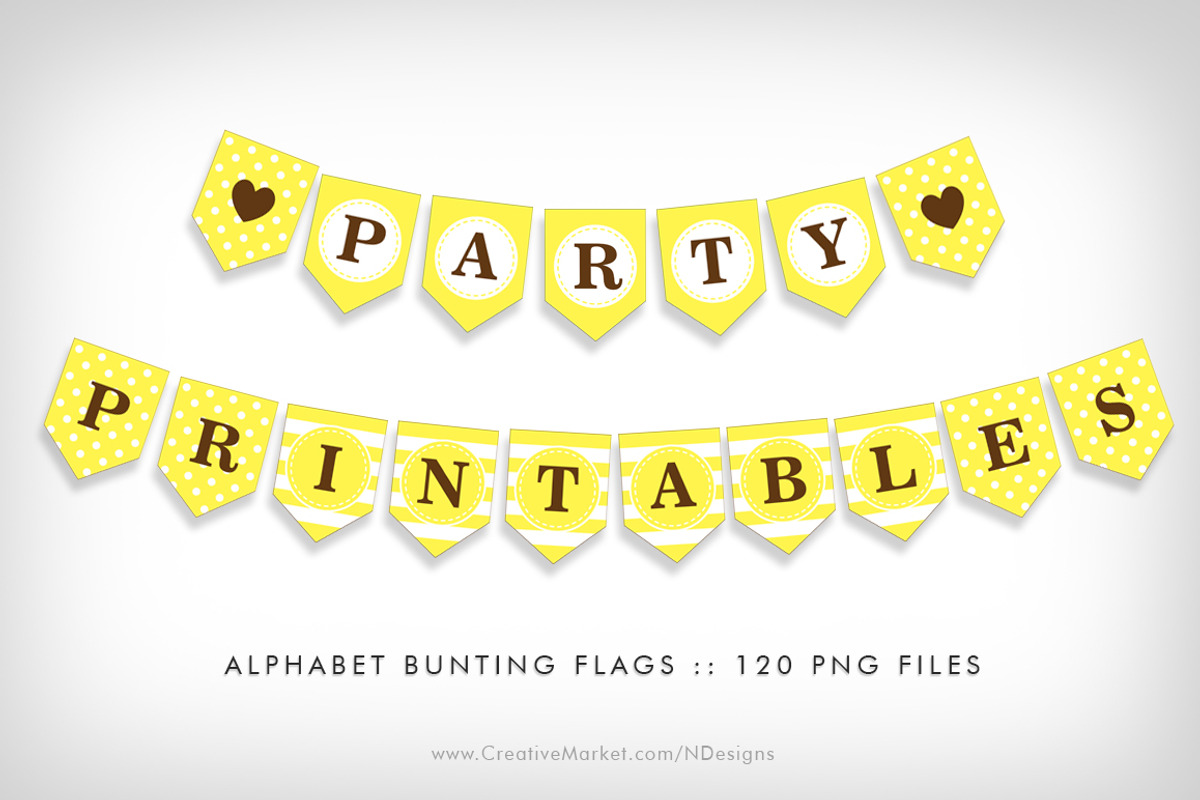 Yellow Bunting Flag Party Printables, a Flyer Template by NDesigns (Photo 1 of 4)