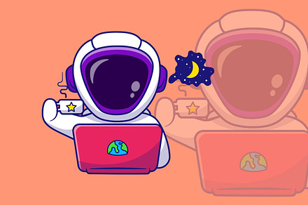 Cute Astronaut Working On a Laptop