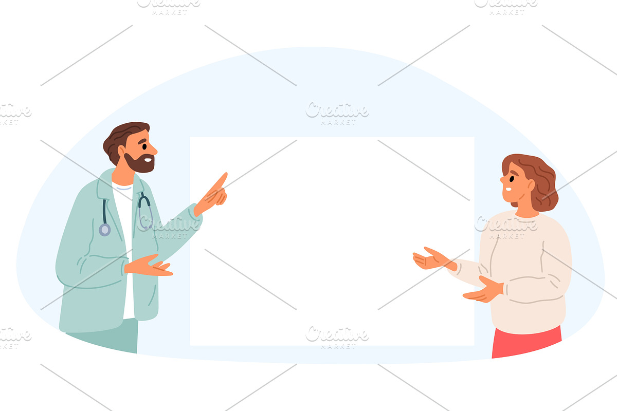 Doctor giving medical advice to, a Healthcare Illustration by Vectorbuum
