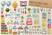 Watercolor Travel Clipart, an Object Graphic by Kitiri Space (Thumbnail 2 of 5)