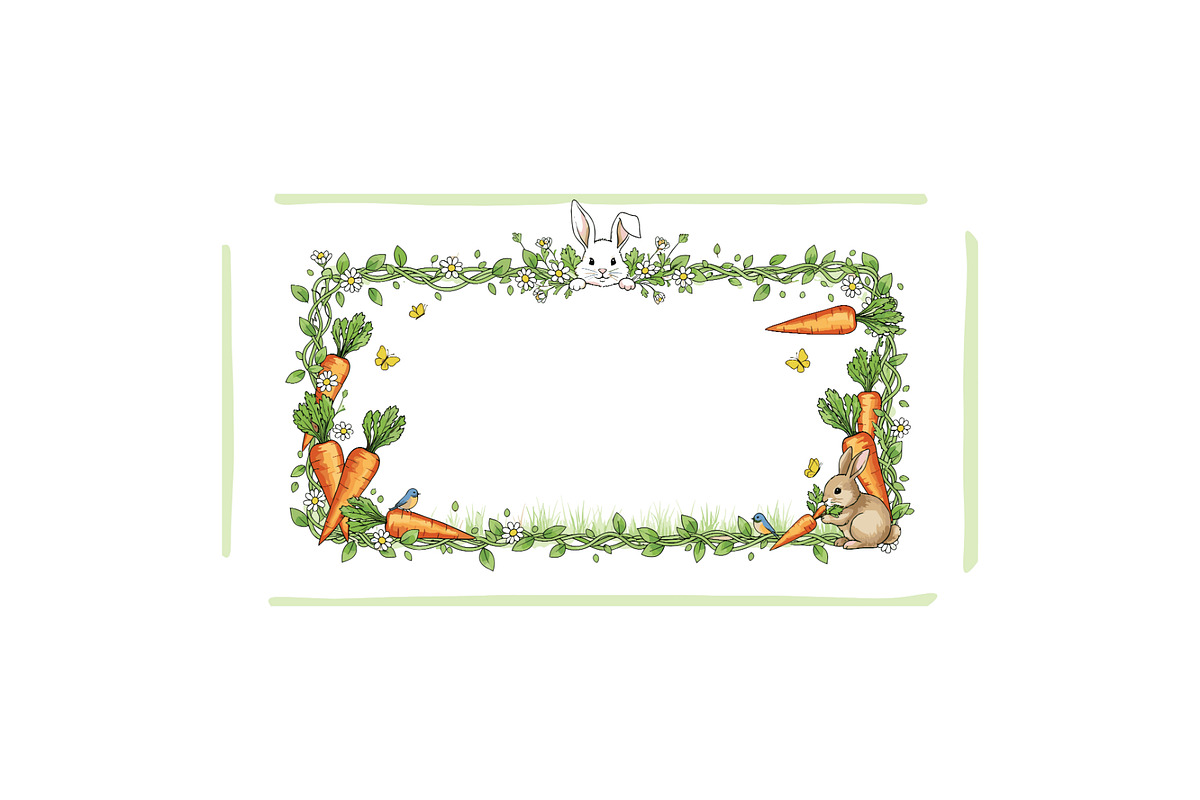 Easter Floral Botanical Frame Bundle, an Object Illustration by Designer_Momina (Photo 8 of 14)