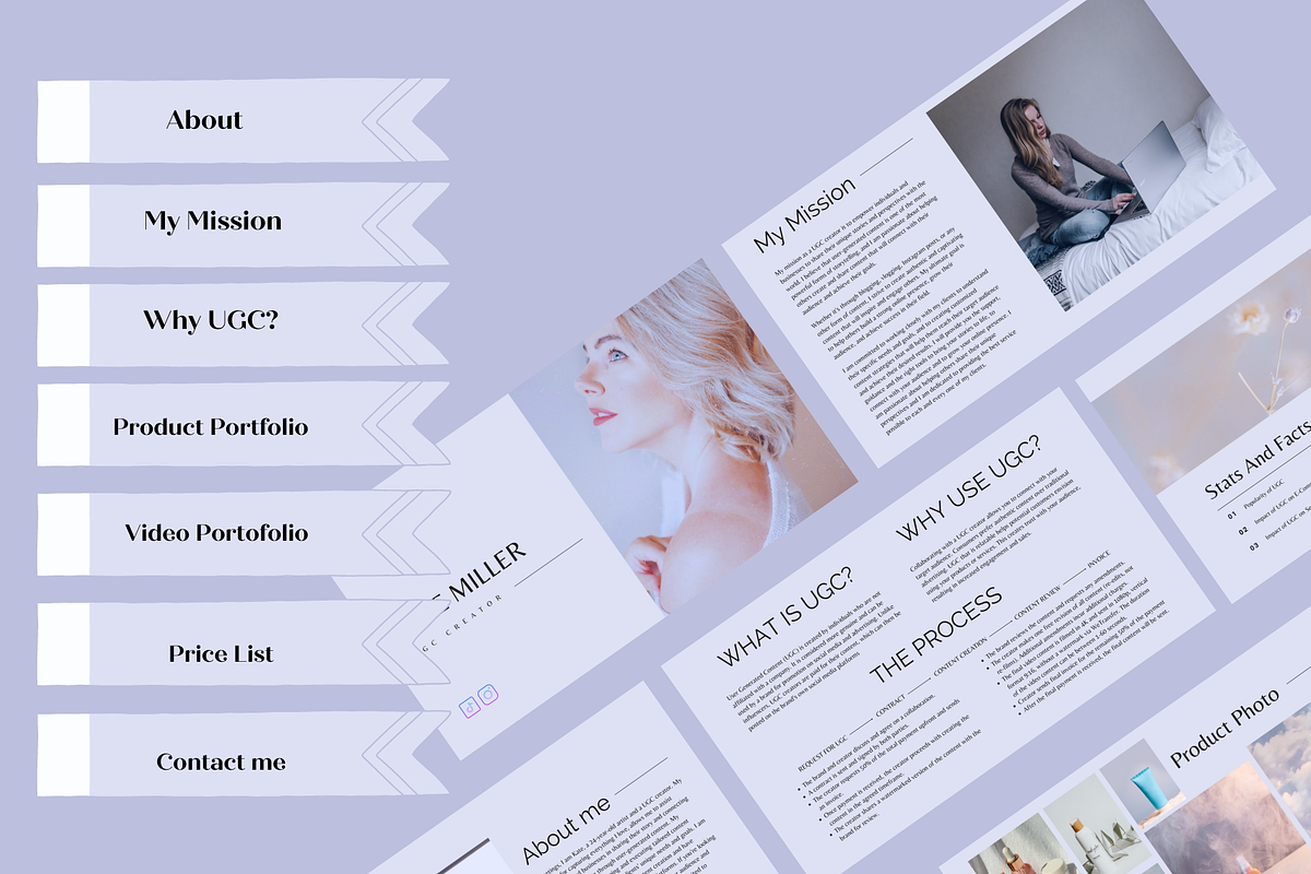 UGC Portfolio Website Canva Template, a Landing Page Template by Wixify Studio (Photo 2 of 8)
