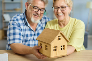 Senior Couple Holding House Model, a Person Photo by StudioRomantic