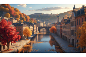 Scenic autumn view of a European, an Illustration by tilialucida