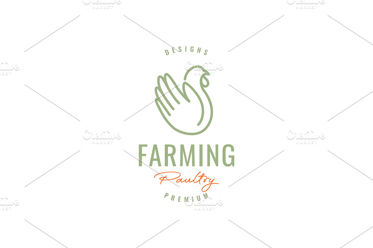 hen farming hen house line color log, a Branding & Logo Template by devastd