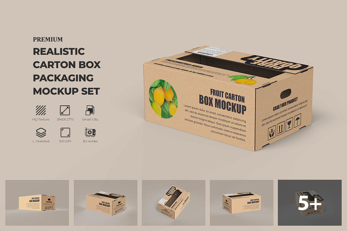 Fresh Fruit Carton Mockup, a Packaging Mockup by Ram Studio LLC (Photo 1 of 16)