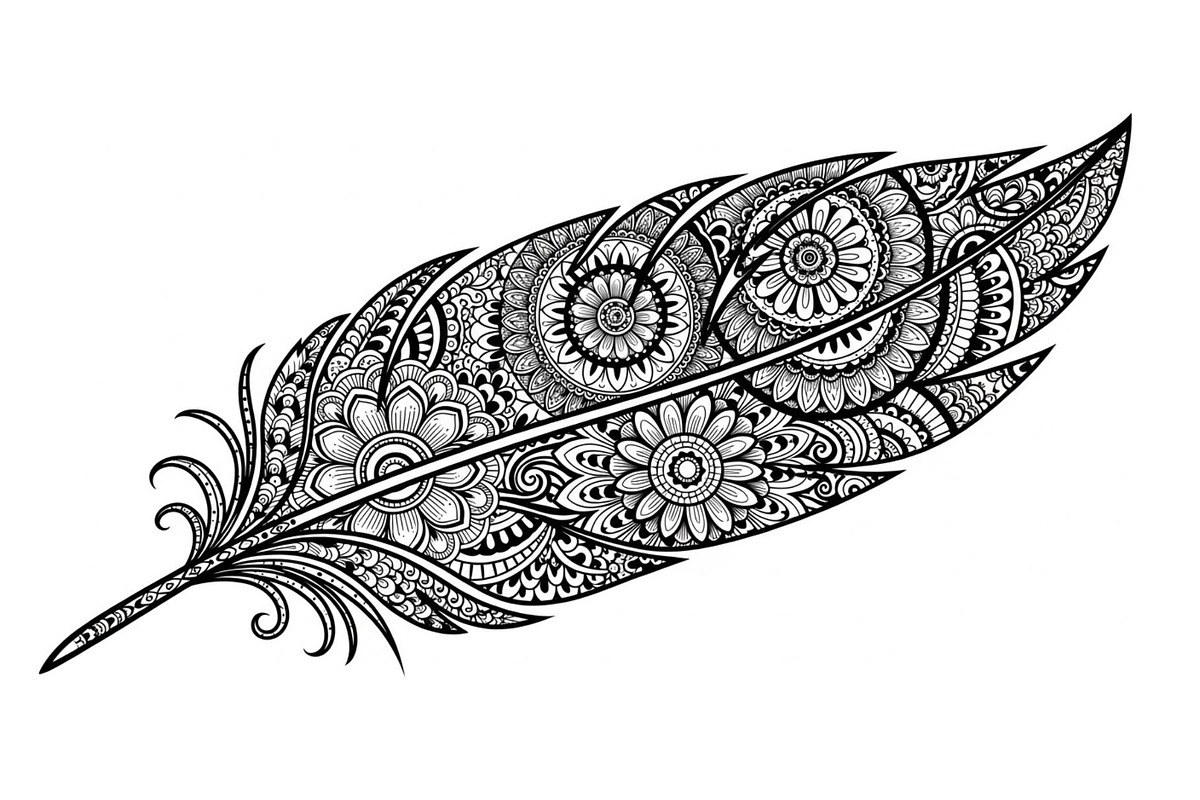 Ornamental Feather SVG Bundle, an Illustration by yasushie (Photo 22 of 31)