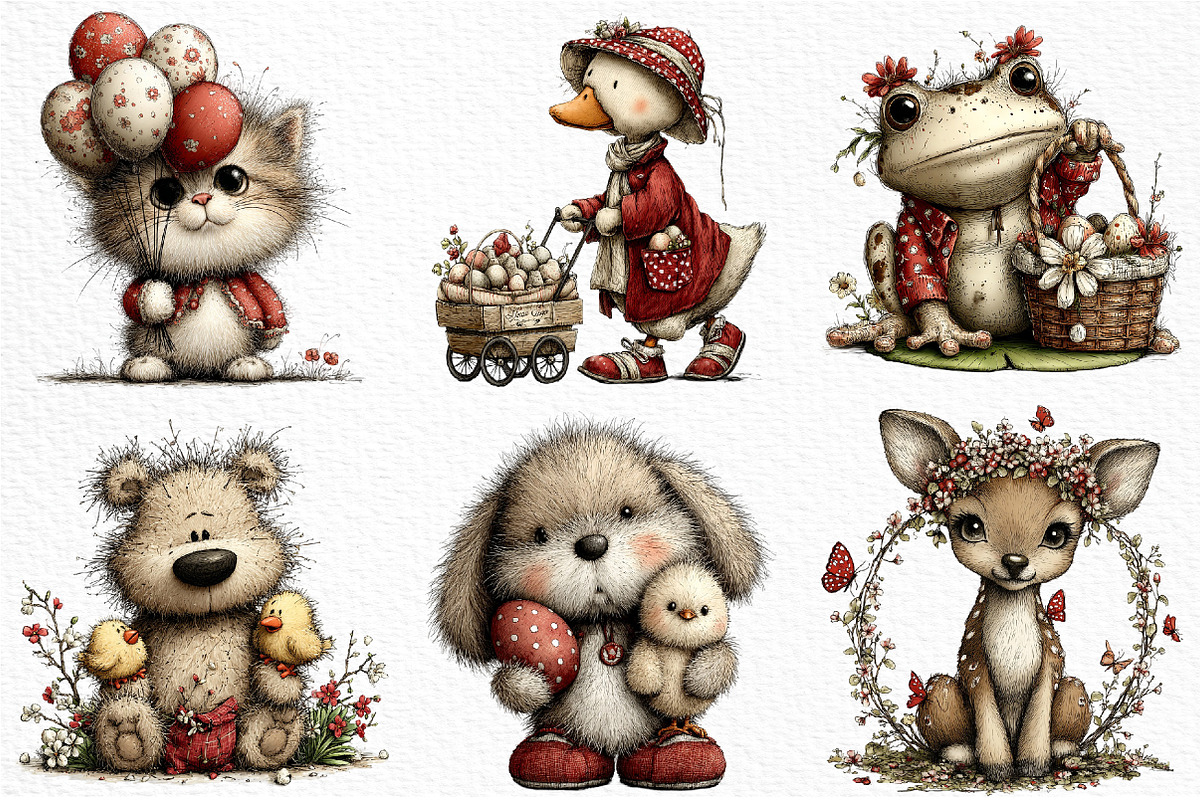 Whimsical Easter Animals Clipart, an Illustration by Craft Nest (Photo 5 of 11)
