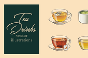 Tea Drinks set. Vector illustrations, a Food Illustration by Svitlo illustrations (Thumbnail 1 of 6)
