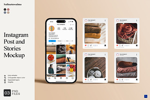 Instagram Post and Stories Mockup, a Device Mockup by Sweetdady