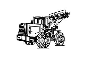 Front Wheel Loader Bulldozer, an Illustration by Digital-Clipart