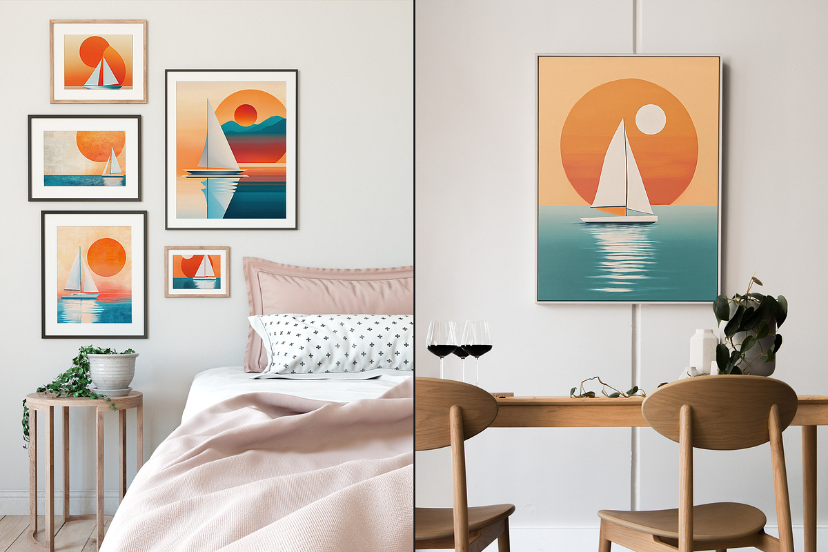 Sunset Sailboat Illustration, a Decorative Illustration by Housui Patterns (Photo 4 of 9)