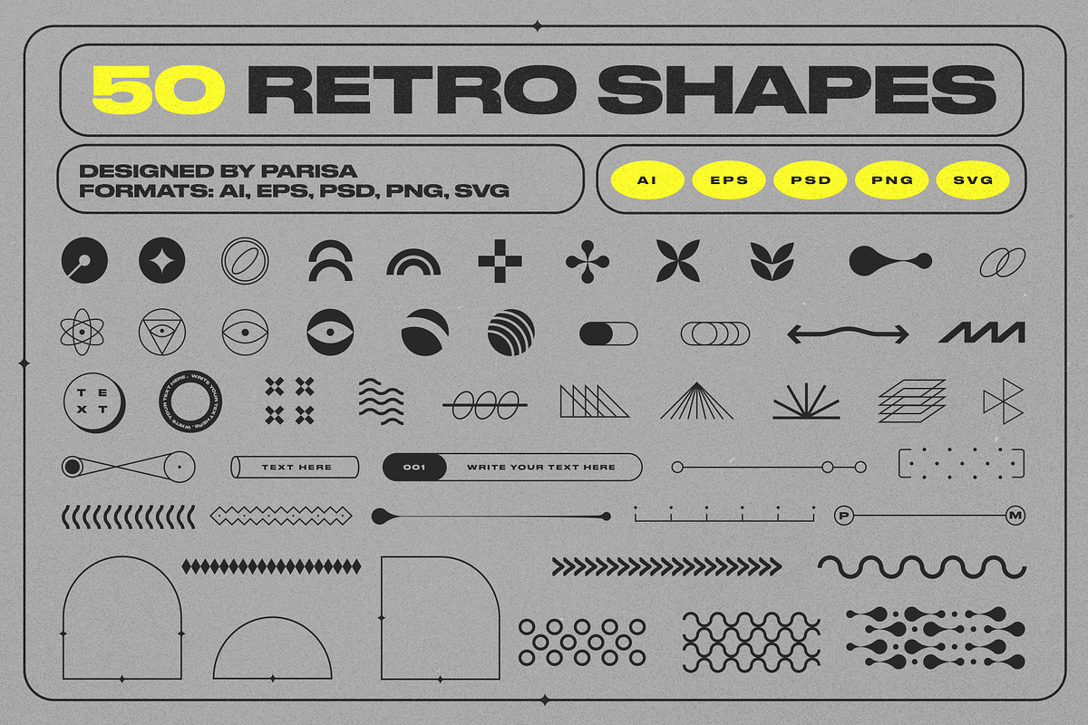 50 Retro Shapes, an Object Graphic by Parisa-Artstudio (Photo 1 of 5)