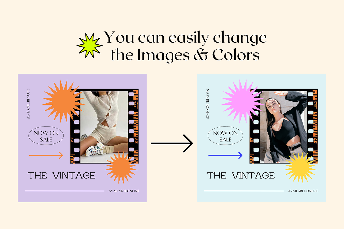 Neon Retro Canva Instagram Puzzle, a Social Media Template by Guavamelo Studio (Photo 15 of 16)