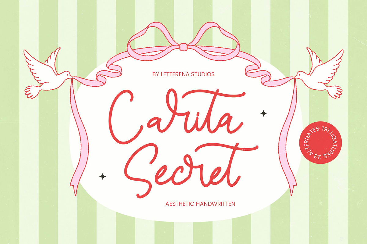 Carita Secret Aesthetic Handwritten, a Script Font by Letterena Studios Script (Photo 1 of 10)