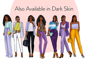 Girls In Lilac - Light Skin Clipart